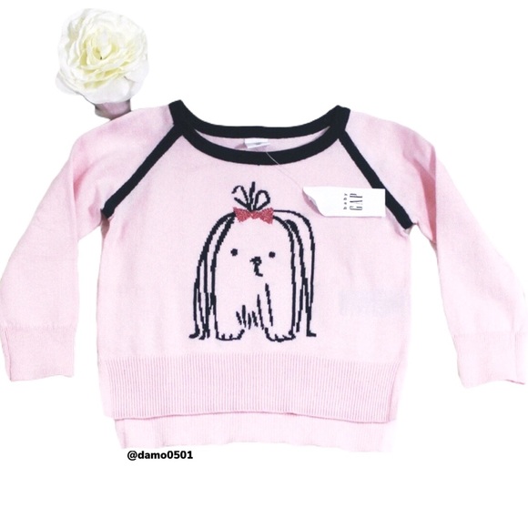 NWT Baby Gap Pink/Navy Puppy 🐶 Charm Sweater - Picture 2 of 6